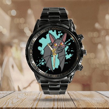 Discover Bat in japanese Kawaii Style Animal Calendar Steel Band Watch