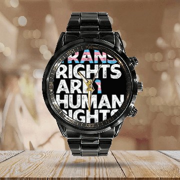 Discover LBGT Flag Gay Pride Trans rights are human rights Calendar Steel Band Watch