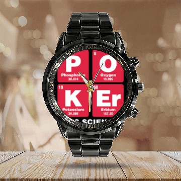 Discover Poker It's Science Calendar Steel Band Watch