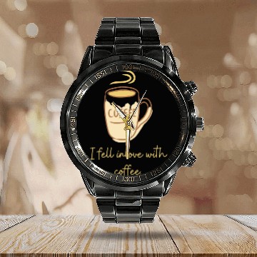 Discover Okay, but first coffee Calendar Steel Band Watch