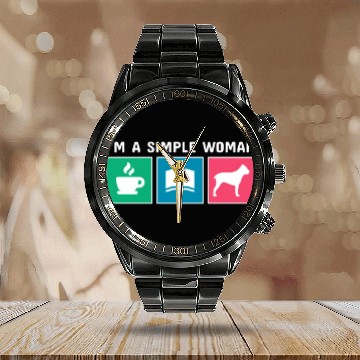 Discover Coffee Books Cane Corso I'm A Simple Woman Calendar Steel Band Watch