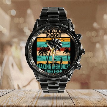 Discover Family Vacation 2023 Making Memories Calendar Steel Band Watch