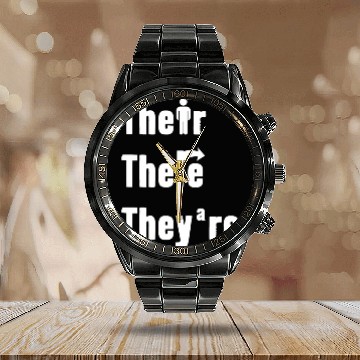 Discover Their There They're English Teacher Grammar Calendar Steel Band Watch