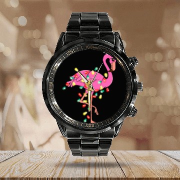 Discover Christmas Animal Flamingo Fairy Lights Hat Calendar Steel Band Watch