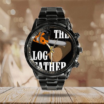 Discover Lumberjack Orange Chainsaw Calendar Steel Band Watch