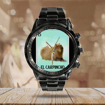 Discover El Carpincho Mexican Capybara Cards Funny Rodent Calendar Steel Band Watch