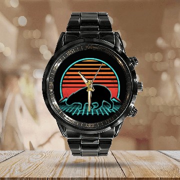 Discover Capybara Retro Vintage 80s Style Animal Lover Pun Calendar Steel Band Watch