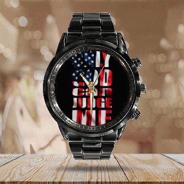 Discover Only God can Judge Me usa Calendar Steel Band Watch