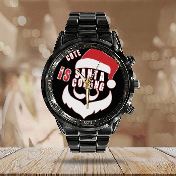 Discover Christmas Cute Santa Is Coming Santa Candy Cane Calendar Steel Band Watch