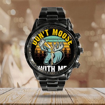 Discover Retro - Don't Moose with Me Calendar Steel Band Watch