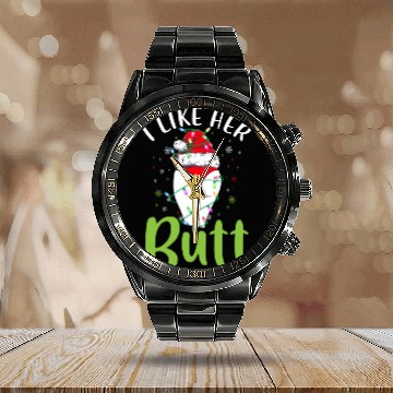 Discover I Like Her Butt Christmas Light Matching Santa Calendar Steel Band Watch