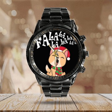 Discover Cute Christmas Dog Singing Fa la la la Song Calendar Steel Band Watch