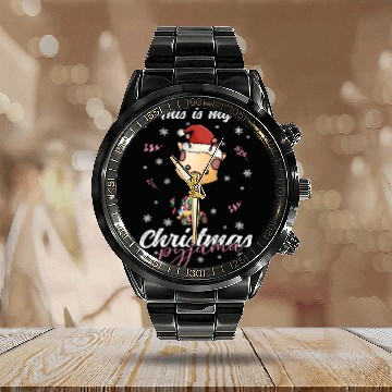 Discover Winter Christmas Pyjama Giraffe Calendar Steel Band Watch