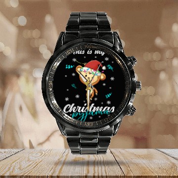 Discover Winter Christmas Pyjama Monkey Calendar Steel Band Watch