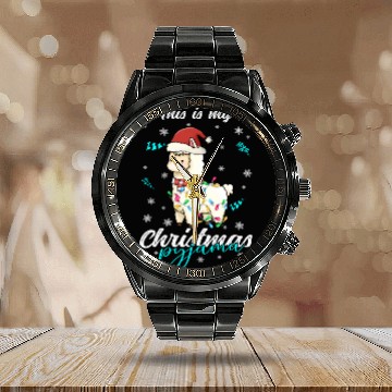 Discover Winter Christmas Pyjama Llama Calendar Steel Band Watch