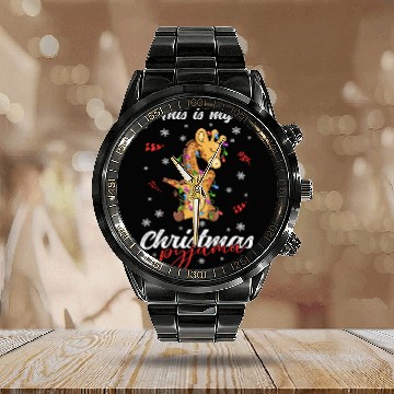 Discover Winter Christmas Pyjama Giraffe Calendar Steel Band Watch