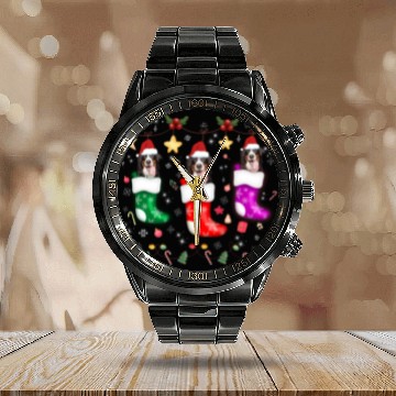 Discover Bernese Mountain Dog Christmas Lights Gift Xmas Calendar Steel Band Watch