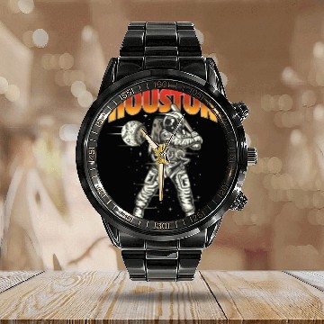 Discover Houston Space City Astronaut Calendar Steel Band Watch