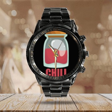 Discover Chili Spice Food Taste Food Cooking Calendar Steel Band Watch