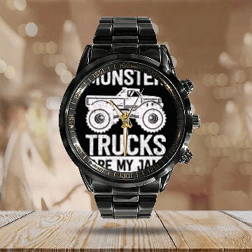 Discover Monster Trucks Are My Jam Vintage Retro Calendar Steel Band Watch