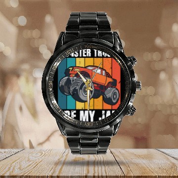 Discover Monster Trucks Are My Jam Vintage Retro Calendar Steel Band Watch
