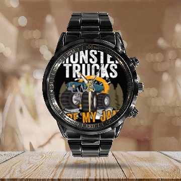 Discover Monster Trucks Are My Jam Vintage Retro Calendar Steel Band Watch