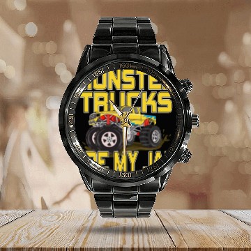 Discover Monster Trucks Are My Jam Vintage Retro Calendar Steel Band Watch