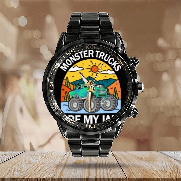 Discover Monster Trucks Are My Jam Vintage Retro Calendar Steel Band Watch
