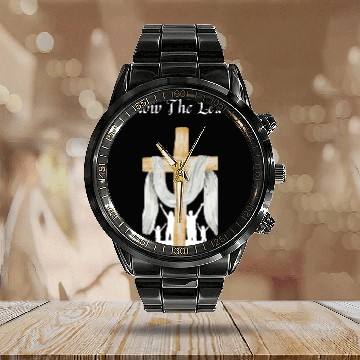 Discover Follow The Leader (Christian/Catholic) Calendar Steel Band Watch