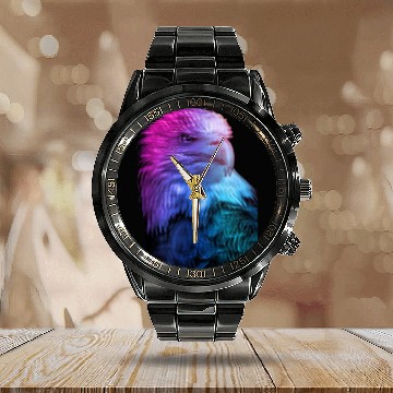 Discover Texas Eagle Calendar Steel Band Watch