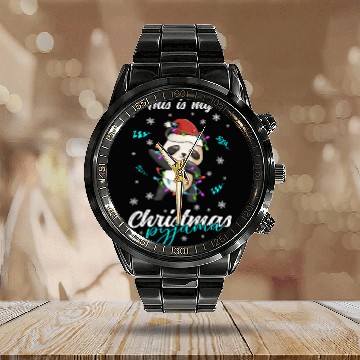 Discover Winter Christmas Pyjama Panda Calendar Steel Band Watch