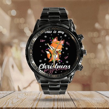 Discover Winter Christmas Pyjama Fox Calendar Steel Band Watch