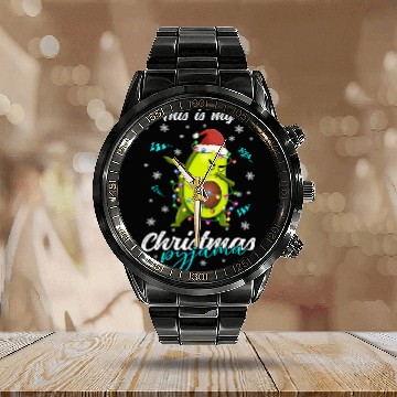 Discover Winter Christmas Pyjama Avocado Calendar Steel Band Watch