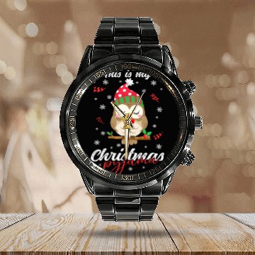 Discover Winter Christmas Pyjama Owl Calendar Steel Band Watch