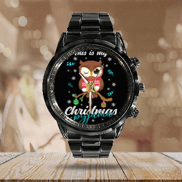 Discover Winter Christmas Pyjama Owl Calendar Steel Band Watch