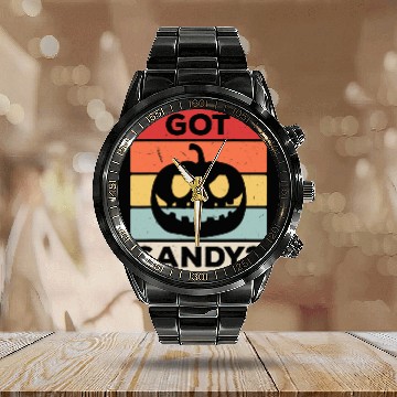 Discover Got Candy Trick Or Treat Pumpkin Jack Calendar Steel Band Watch