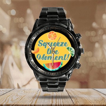 Discover Fruity Christmas Holiday Healthy Winter Season Calendar Steel Band Watch