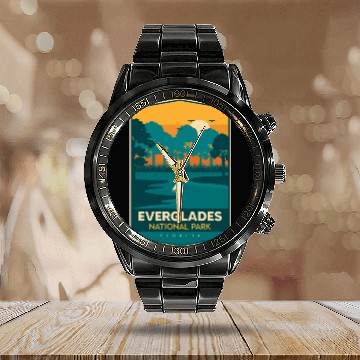Discover Florida National Park Everglades Souvenir Hiking C Calendar Steel Band Watch