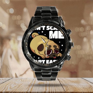 Discover Don't Scare Me I Fart Easily, Pug Kawaii Calendar Steel Band Watch