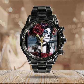 Discover Beauty Dance Macabre Sugar Skull Girl Calendar Steel Band Watch