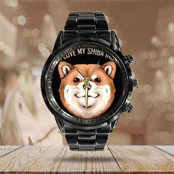 Discover Dog Lover - I Love My Shiba Inu Calendar Steel Band Watch