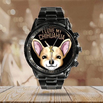 Discover Dog Lover - I Love My Chihuahua Calendar Steel Band Watch