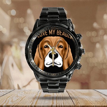 Discover Dog Lover - I Love My Beagle Calendar Steel Band Watch
