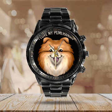Discover Dog Lover - I Love My Pomeranian Calendar Steel Band Watch