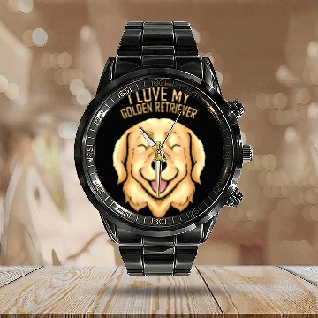 Discover Dog Lover - I Love My Golden Retriever Calendar Steel Band Watch