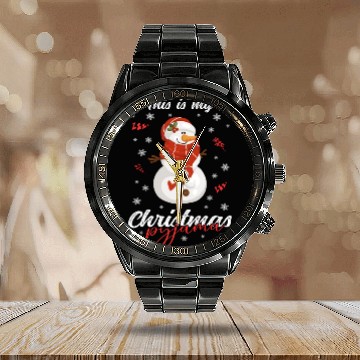 Discover Winter Christmas Pyjama Snowman Calendar Steel Band Watch