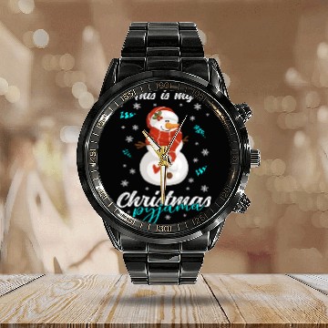 Discover Winter Christmas Pyjama Snowman Calendar Steel Band Watch