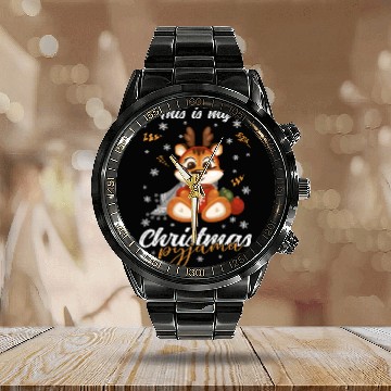 Discover Winter Christmas Pyjama Tiger Calendar Steel Band Watch