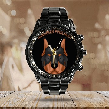 Discover Dog Lover - I Love My Doberman Pinscher Calendar Steel Band Watch