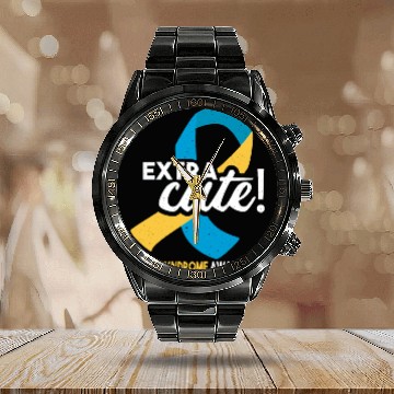 Discover October Wear Blue Yellow Down Syndrome Awareness Calendar Steel Band Watch